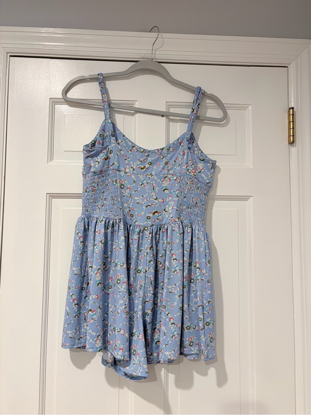 Urban Outfitters Blue Floral Romper Mini Dress Size Medium - Picture 5 of 11